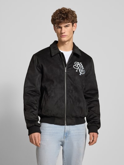 KARL KANI Jack in leerlook met labelstitching Zwart - 4