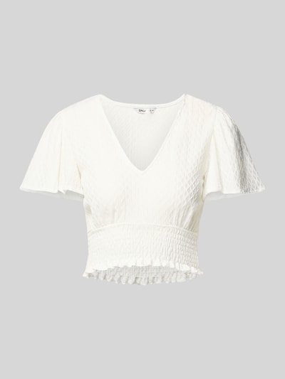 Only Regular Fit Crop Top mit Smok-Detail Modell 'HANNAH' Offwhite 2
