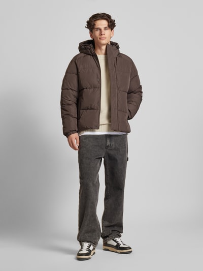 Jack & Jones Gewatteerd jack met capuchon, model 'BRADLEY' Middenbruin - 1