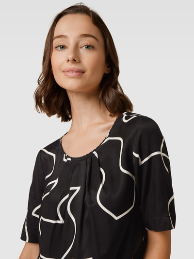 s.Oliver BLACK LABEL Blouseshirt van viscose met all-over motief Zwart - 3