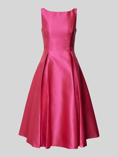 Adrianna Papell Knielanges Cocktailkleid mit Kellerfalten Pink 1