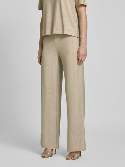 Oui Stoffen broek met elastische band Beige - 4