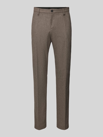 BOSS Slim fit pantalon met persplooien, model 'Genius' Taupe - 2