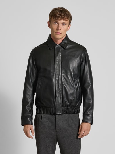 Scotch & Soda Regular Fit Lederjacke aus echtem Schafsleder mit Umlegekragen Black 4