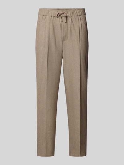 Casual Friday Tapered fit stoffen broek met bandplooien, model 'Haakan' Lichtbruin - 2