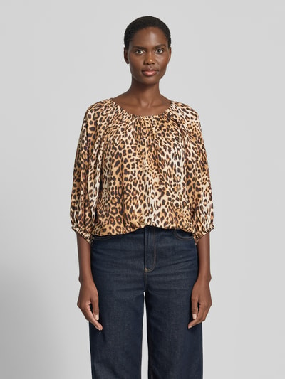 Emily Van den Bergh Blusenshirt aus Viskose mit 3/4-Arm Mittelbraun 4