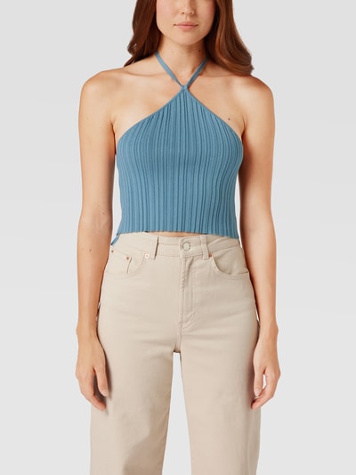 Guess Cropped Bandeau-Top mit Label-Detail Modell  'CARMELLA' Rauchblau 4