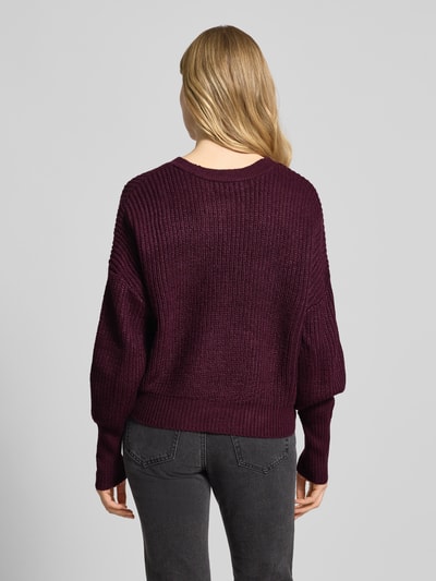 Vero Moda Regular fit gebreid jack met sierknopen, model 'LEA' Bordeaux - 5