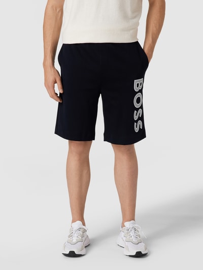 BOSS Green Sweatshorts mit Label-Print Modell 'Heos' Dunkelblau 4