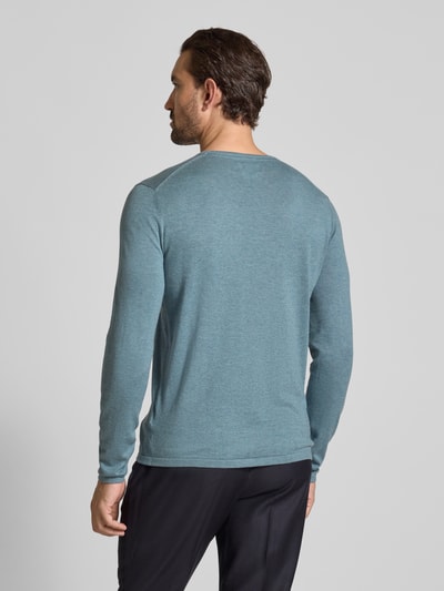 Christian Berg Men Regular fit pullover van puur katoen in gebreide look Metallic turquoise gemêlee - 5