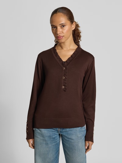 FREE/QUENT Relaxed Fit Pullover mit Alpaka-Anteil Modell 'Dido' Dunkelbraun Melange 4