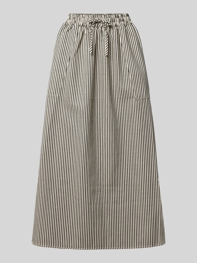 Produktfoto, Maxirock mit Eingrifftaschen Modell 'Akane' von LOLLYS LAUNDRY im Baumwoll-Mix, schwarz-weiß gestreift, A-Linie, elastischer Bund