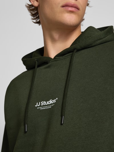 Jack & Jones Hoodie met labelprint, model 'SOHO' Donkergroen - 3