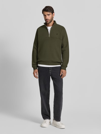 Armedangels Regular Fit Troyer aus reiner Baumwolle Modll 'WAARLO' Dunkelgruen 1