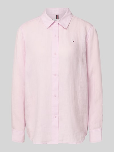 Tommy Hilfiger relaxed fit blouse met lange mouwen van puur linnen Felroze - 2