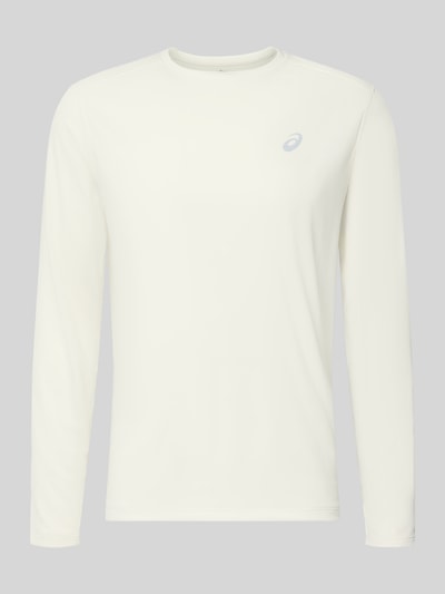 Produktfoto, Regular Fit Langarmshirt mit logoprint van ASICS in crème, ronde hals, lange mouw, ruglengte bij maat M 72 cm