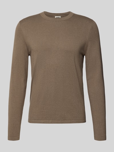 Produktfoto, Strickpullover mit gerippten Abschlüssen Modell 'Irmino' von Drykorn, Herren, Reine Baumwolle, Regular-Fit, Rundhalsausschnitt, braune Farbe, glatte Struktur