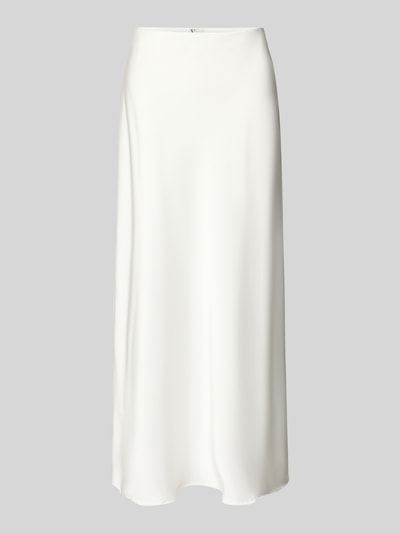 Productfoto, Satinrock met elastische tailleband van V by Vera Mont, satijnen midi-rok, rechte fit, effen wit, zachte glanzende textuur.