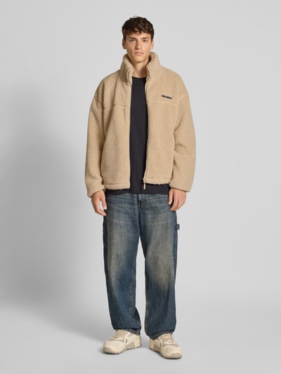 REVIEW Fleecejacke mit Stehkragen und Label-Detail Ecru 1