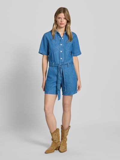 Marc O'Polo Denim Jumpsuit met platte kraag en strikceintuur Jeansblauw - 1