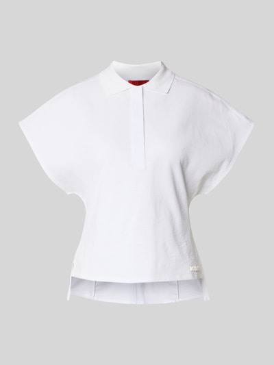 Produktfoto, Regular Fit T-Shirt aus Baumwoll-Leinen-Mix Modell 'PESI' von MAX&Co. in Weiß mit lockerer Passform und glatter Textur, Damen Poloshirt