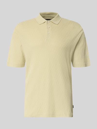 Produktfoto, Regular Fit Poloshirt mit Knopfleiste von JACK & JONES Premium mit Strukturmuster, Modell 'ROBERT', Label-Detail, beige Farbe