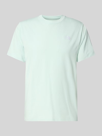 Produktfoto, Regular Fit T-Shirt aus Baumwoll-Mix Modell 'EVOLUTION' von The North Face in Hellgrün mit Rundhalsausschnitt und Label-Detail