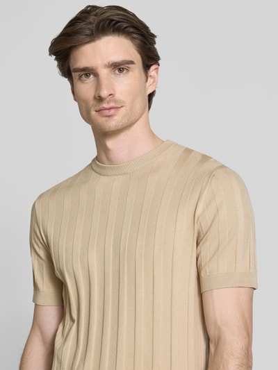 Lindbergh T-shirt met structuurmotief Zand - 3