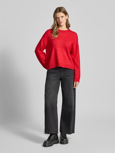 ONLY Relaxed Fit Strickpullover mit Crew Neck Modell 'SIMONI' Hellrot 1