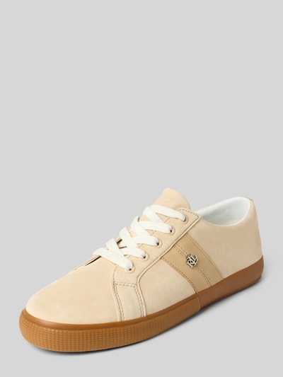 Lauren Ralph Lauren Sneakers van leer met labelapplicatie, model 'JANSON II' Zand - 1