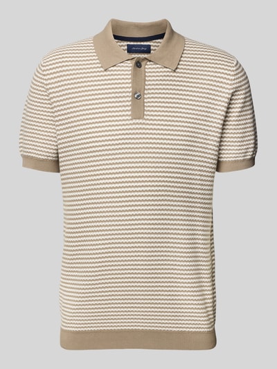Christian Berg Men Poloshirt mit kurzer Knopfleiste Taupe 2