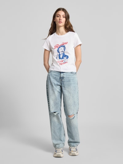 REVIEW Straight leg jeans in destroyed-look Bleu - 1
