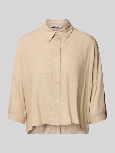 Only Korte overhemdblouse van pure viscose, model 'ASTRID' Beige - 2