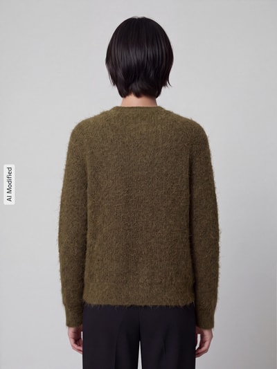 Selected Relaxed Fit Strickjacke aus Woll-Mix Modell 'LULU' Oliv 5