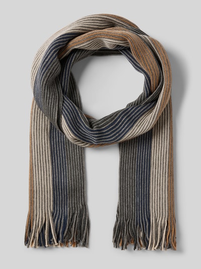 Christian Berg Men Sjaal met franjes Donkergrijs gemêleerd - 1