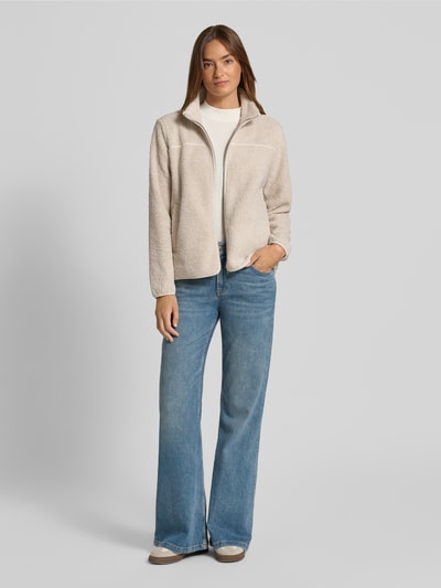 Tom Tailor Regular Fit Teddy Jacke mit seitlichen Eingrifftaschen Taupe 1