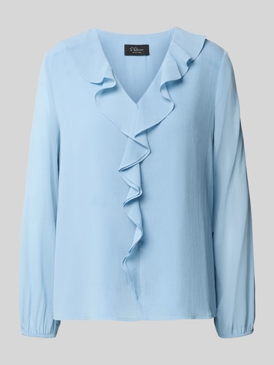 s.Oliver BLACK LABEL blouse met lange mouwen met ruchesvolant Bleu - 1