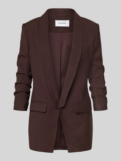 Produktfoto, Regular Fit Blazer in Crinkle-Optik von MORE, Mieszanka wiskozy, krój regular fit, szalowy kołnierz, Kieszenie z patką, Długość tyłu w rozmiarze 36: 71 cm, Szerokość w rozmiarze 36: 46 cm, Długość rękawów w rozmiarze 36: 47 cm, kolor brązowy, faktura z efektem marszczenia