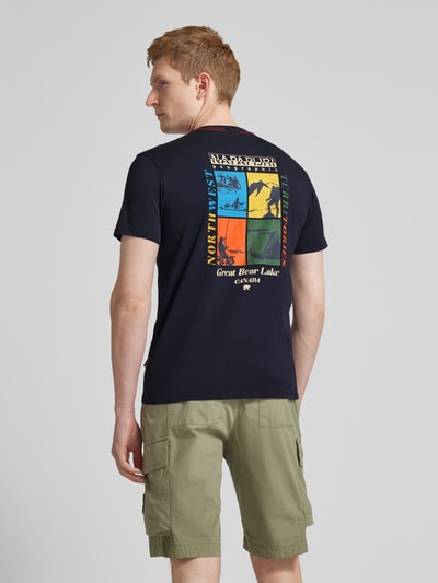 Napapijri T-shirt met ronde hals, model 'GRAS' Marineblauw - 5