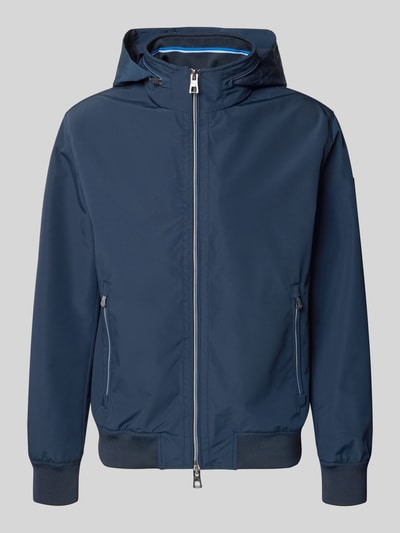 Productfoto, Regular Fit Jacke mit Kapuze van NAUTGÅRD in donkerblauw met rits, steekzakken en elastische boorden