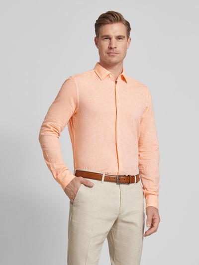 JOOP! Slim fit zakelijk overhemd in effen design Abrikoos - 4