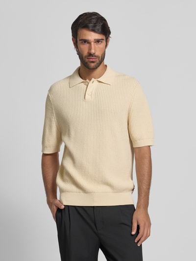 BOSS Orange Relaxed fit poloshirt van een mix van katoen en kapok Ecru - 4