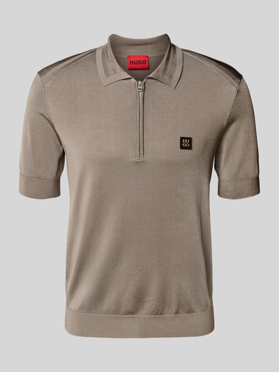 HUGO regular fit poloshirt van viscosemix model 'SAYFONG-4' Lichtbruin - 2