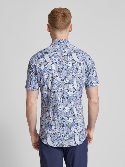 Jake*s Slim fit zakelijk overhemd met all-over print Rookblauw - 5