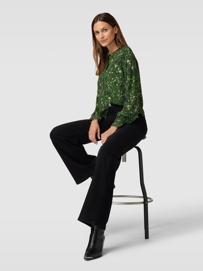 Jake*s Casual Blouse van viscose met bloemenmotief en blinde knoopsluiting Grasgroen - 1