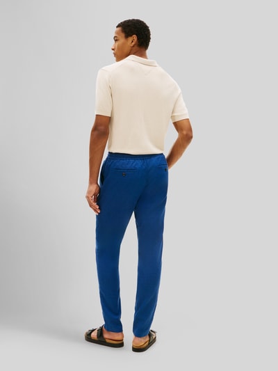 Tommy Hilfiger Tapered chino van linnenmix met trekkoord model 'HARLEM' Donkerblauw - 5