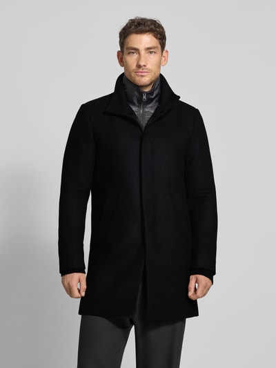 Matinique Lange jas met opstaande kraag, model 'Harvey' Zwart - 4