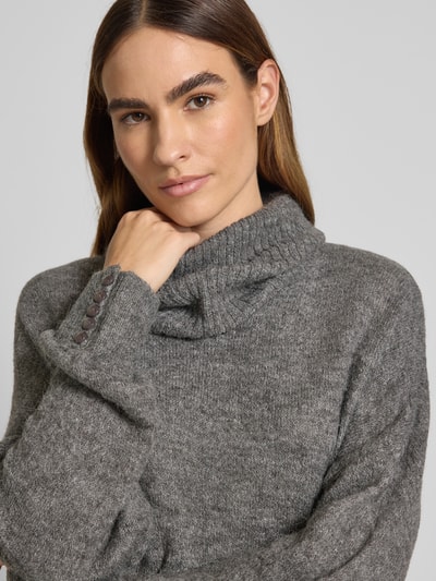 ICHI Regular Fit Strickpullover mit Alpaka-Anteil Modell 'IHKAMARA' Dunkelgrau 3