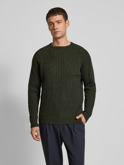 Lindbergh Gebreide pullover met ribboorden Kaki - 4