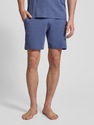 Christian Berg Men Sweatshorts met labelstitching Rookblauw - 4